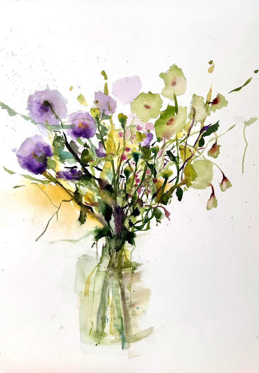 A Dream of Flowers, acuarela de Moni Moka