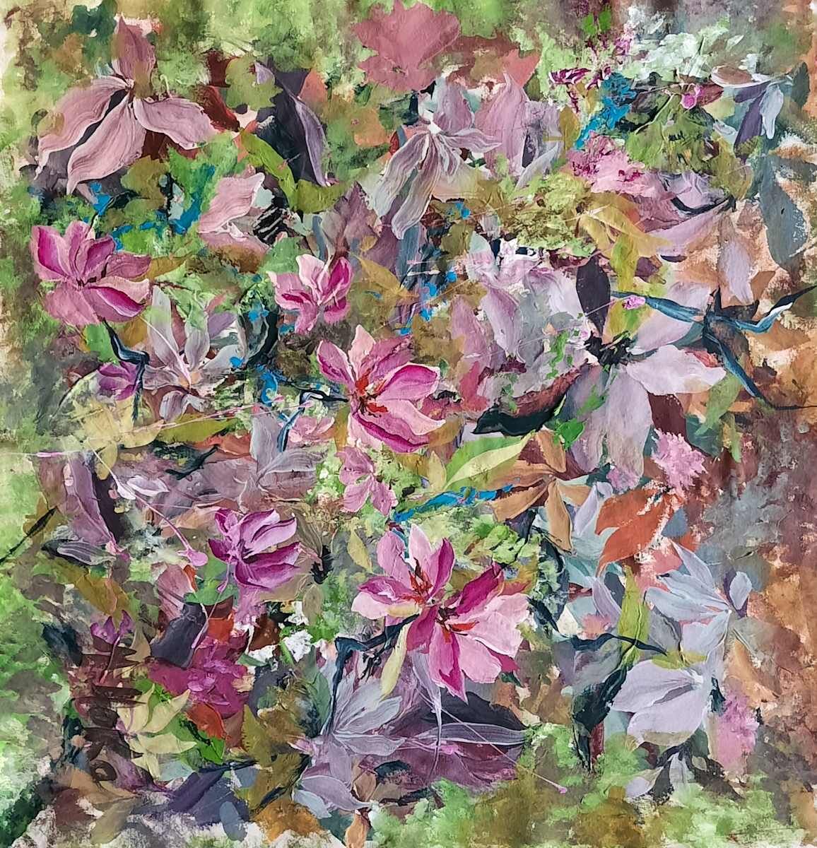 Árbol florido de primavera, acrílico de Moni Moka