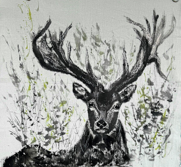 Ciervo en tinta, ink/tinta de Moni Moka