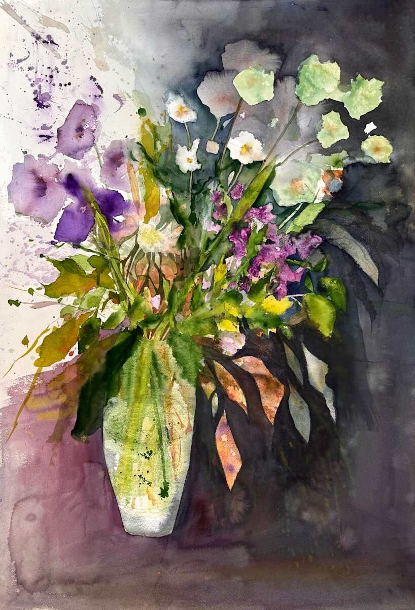Flores de Noche, acuarela de Moni Moka