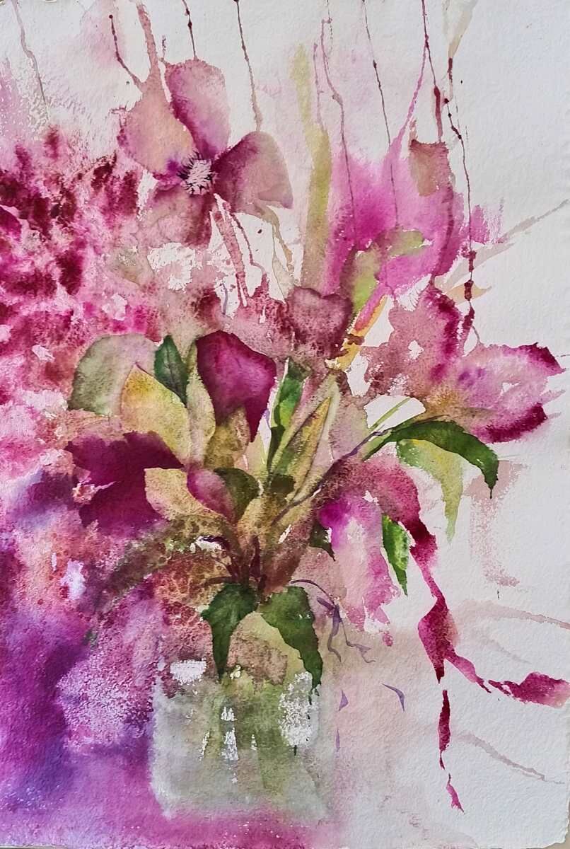 Flowers of the Soul, acuarela de Moni Moka