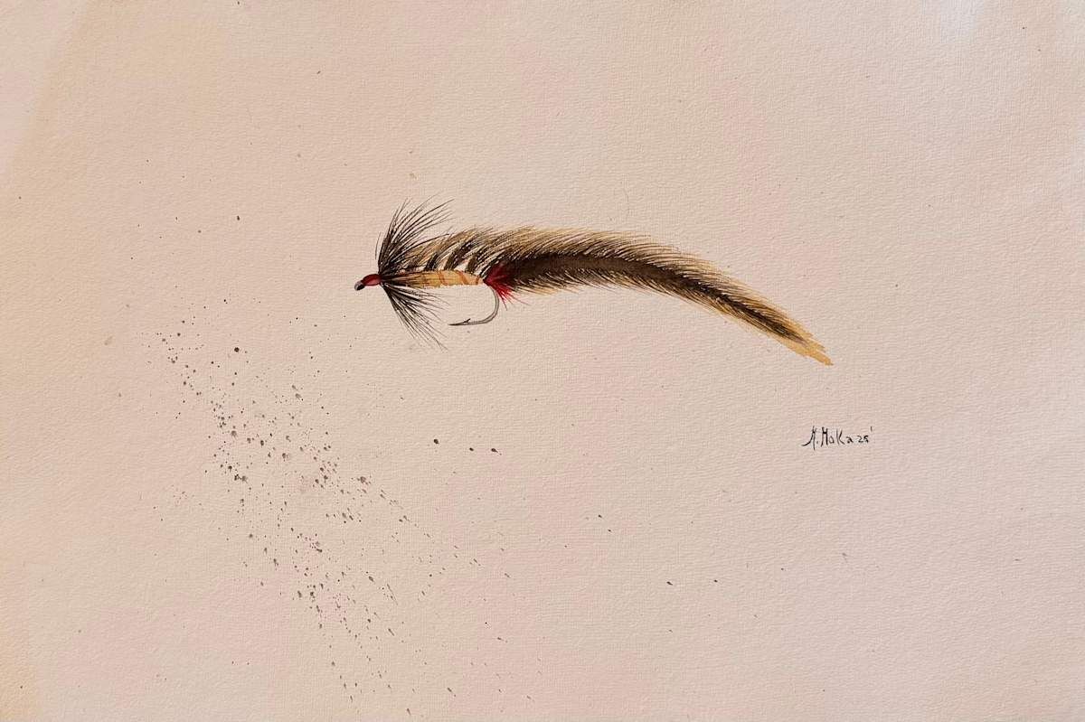 Longtail Fly Watercolor, acuarela de Moni Moka