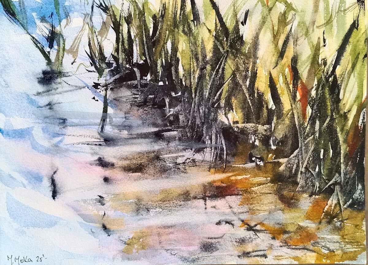 Low Tide Garden, acuarela de Moni Moka
