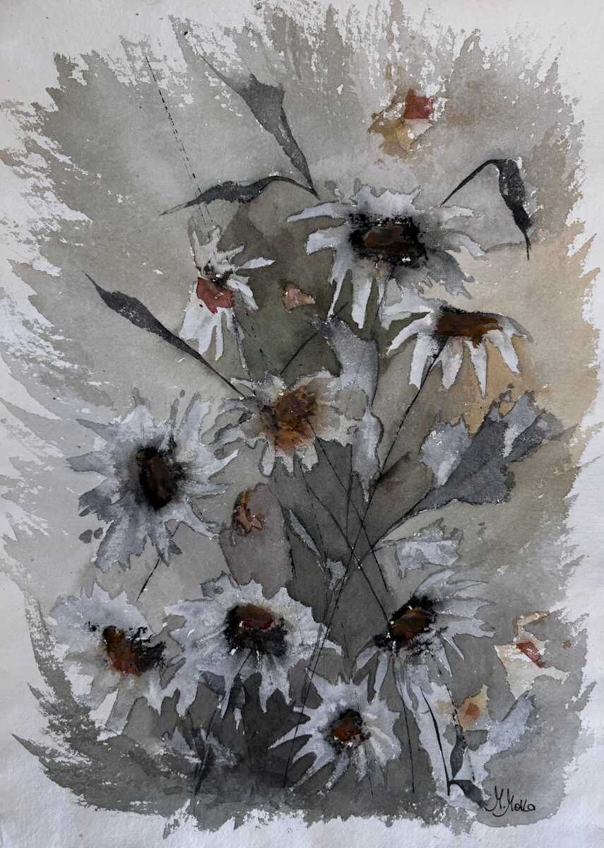 Margaritas del otoño, obra de arte original de Moni Moka