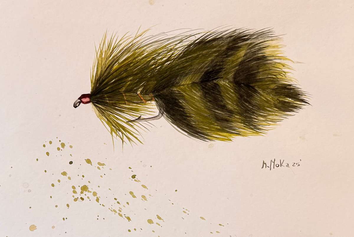 Olive Orange and Black Fly Watercolor, acuarela de Moni Moka