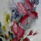 Detalle de Red Through the Mist, obra de Moni Moka