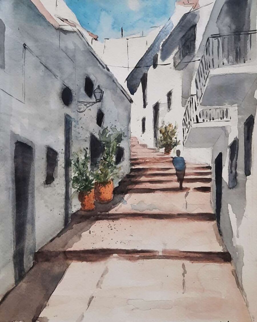 Steps Through Silence, acuarela de Moni Moka