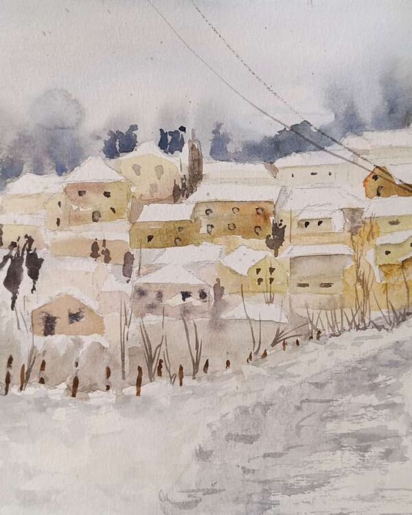 The Quiet Village, acuarela de Moni Moka