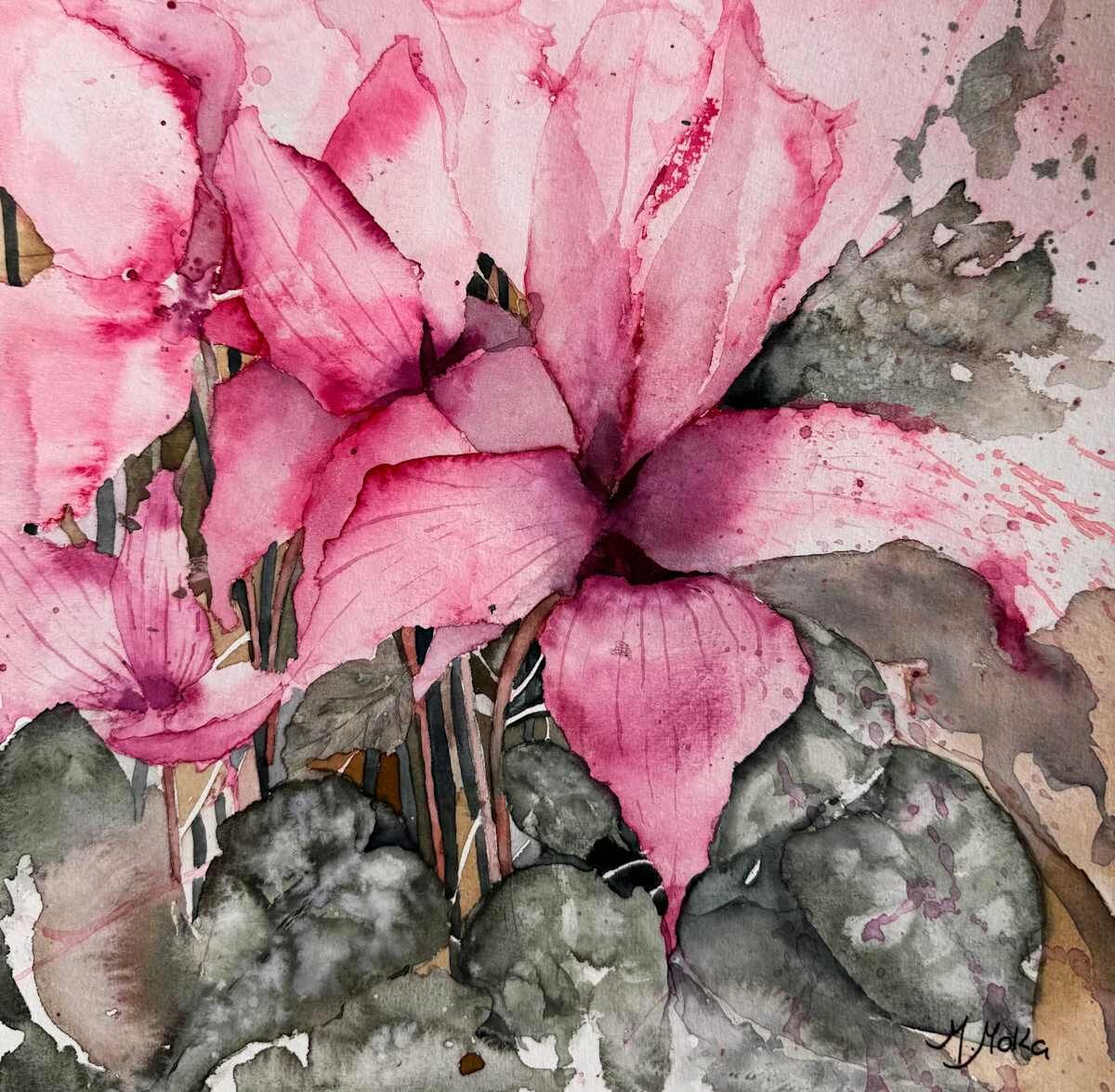 The Weight of Pink, acuarela de Moni Moka