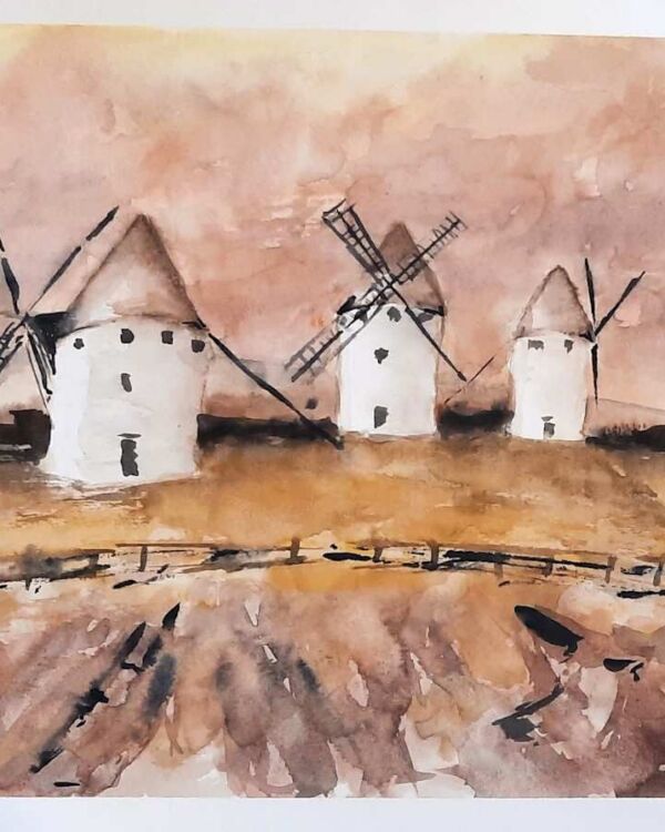 The Windmills of Silence, acuarela de Moni Moka