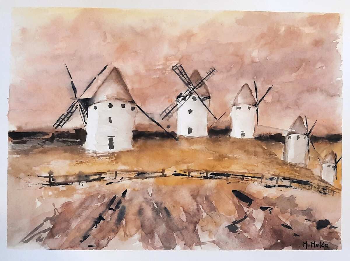 The Windmills of Silence, acuarela de Moni Moka