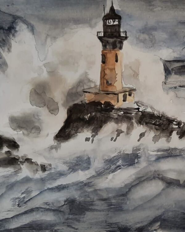 Tormenta, acuarela de Moni Moka