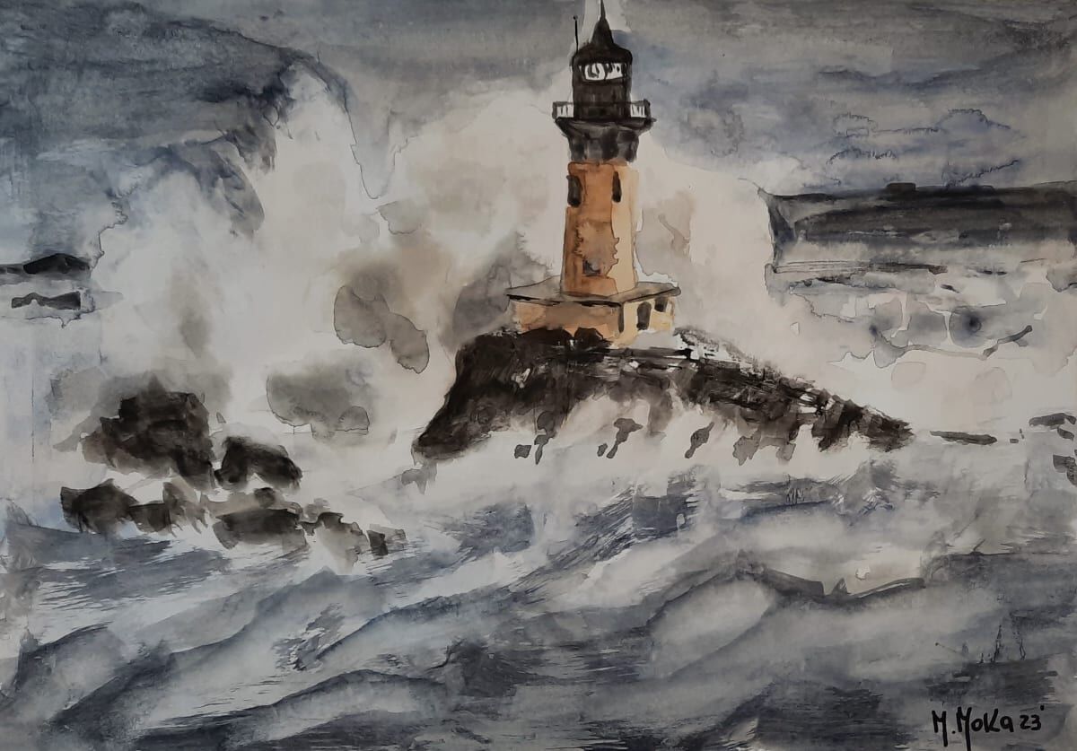 Tormenta, acuarela de Moni Moka