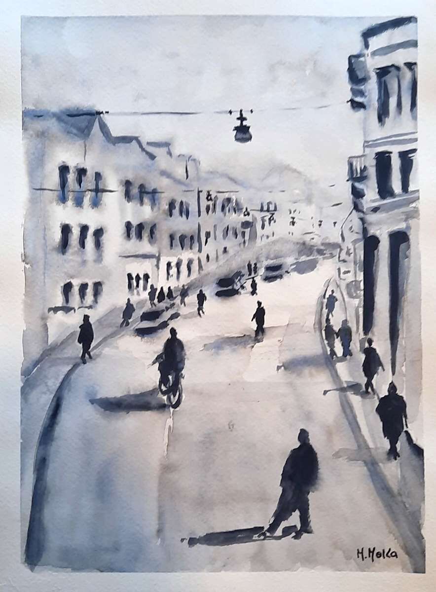 Urbano, acuarela de Moni Moka