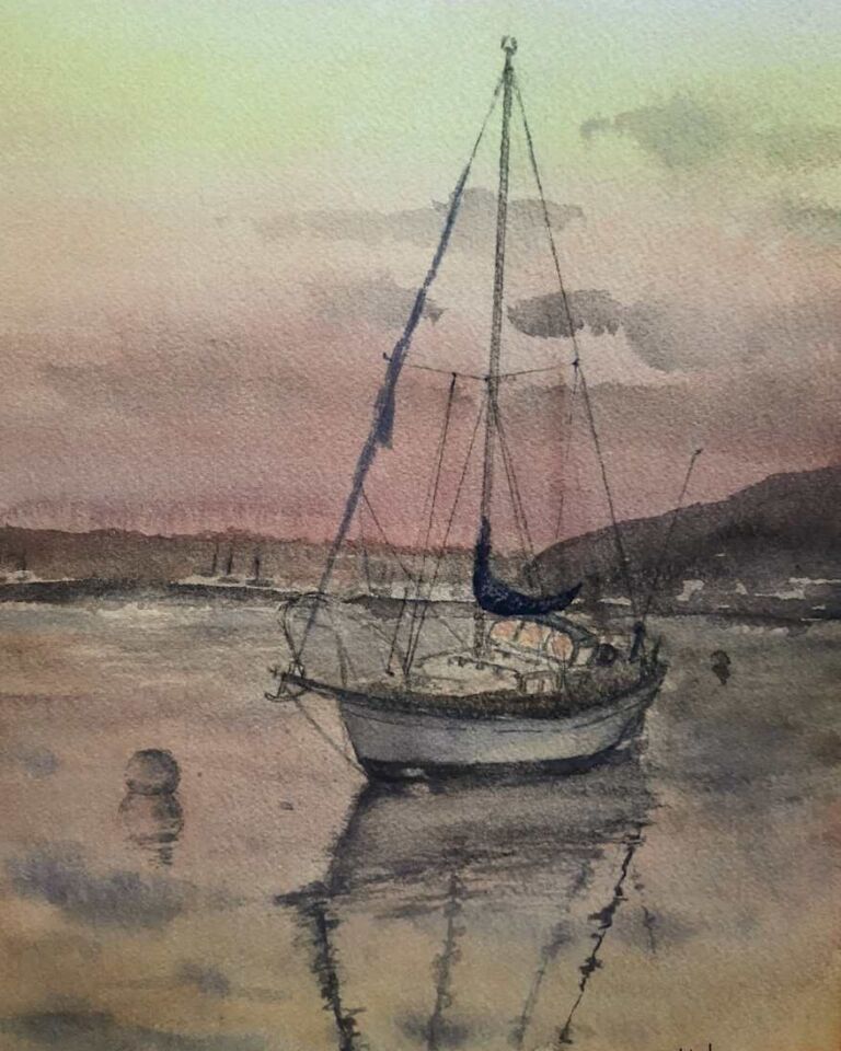 Velero, acuarela de Moni Moka